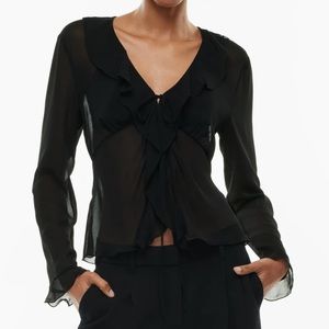 Wilfred Black Sheer Ruffle Blouse